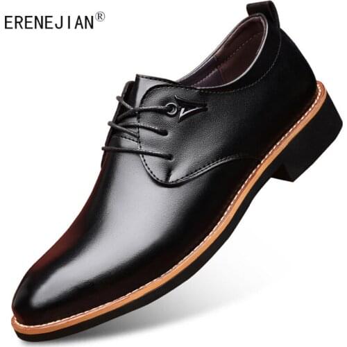 ERENEJIAN Mens Business Office Leather Shoes Genuine Leather Dress Suit Shoes For Male Luxury Footwear