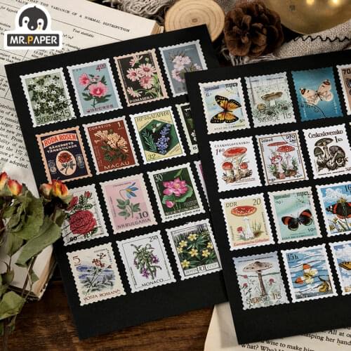 Mr.paper 6 Designs 46 Pcs/bag Vintage Retro Style Philatelic Museum Series Creative Hand Account DIY Decoration Stamp Stickers