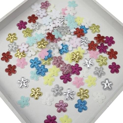 200pcs Glitter Flowers Sponge Padded Patches Appliqued DIY Craft Kids Hair Pin Accessories Scrapbook Embossing Sewing Materials