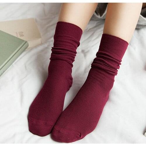 Cotton Women Socks Solid Color Retro Forest Style Socks Japanese Style Long Socks Soft Breathable Sock Black White Dropshipping