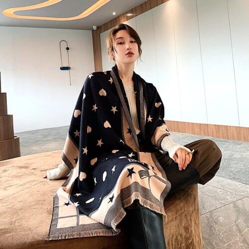 Fall winter 2020 Europe the United States new sweet bow warm womens scarf imitation cashmere office air conditioning room shawl
