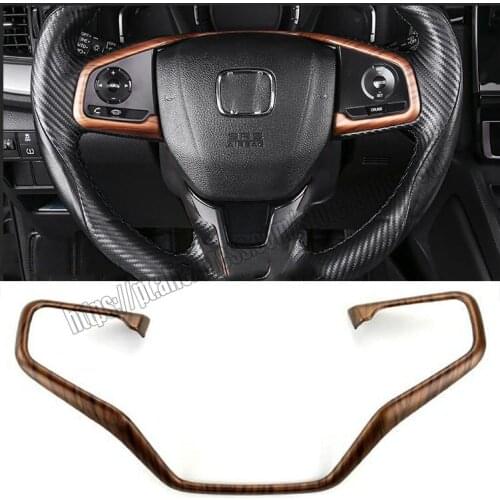 Peach Wood Grain 1pcs Steering Wheel Decor Cover Trim For Honda CR-V CRV 2017 2018 2019 2020 2021