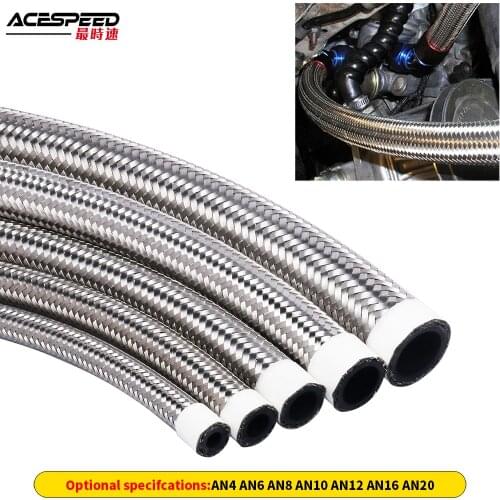 AN4 AN6 AN8 AN10 AN12 AN16 AN20 Braided Oil Line Fuel Hose Oil Gasoline Brake Line Hose For Racing Motorcycle Pipe 1 Meter
