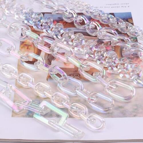 Transparent AB color Acrylic Twist Oval Open Ring Beads Connector Link Chain For DIY Eyeglasses Necklace Bracelet Jewelry Making