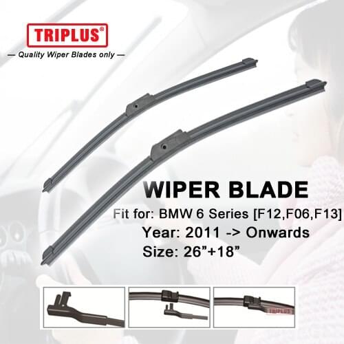 Wiper Blade for BMW 6 Series F12 F06 F13 (2011-ON) 1 set 26"+18",Flat Aero Windscreen Wiper,Boneless Windshield Soft Blades