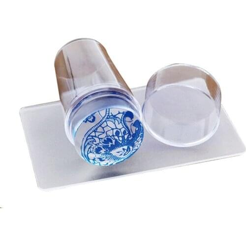 Nail Art Stamp Template Transparent Silicone Seal Stamper Head Polish Transfer Manicure Tool High Elastic Lovely Seal w/Scraper