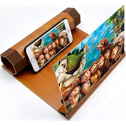 12" 7-folding Phone Video Screen Magnifier Stand Raw Wood Acrylic 2X-4X Magnifying Tools Radiation Protection Bracket Amplifier