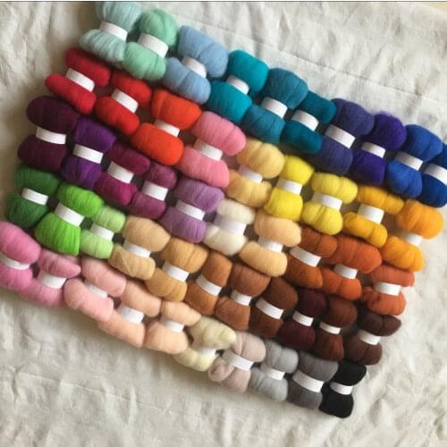 WFPFBEC 50colors wool for felting wool needle felt wool roving 5g/10g/20g/50g/100g/color ZZ