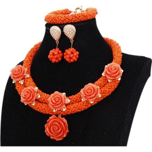 Glamorous Jewellery Set Bridal African Nigerian Beads Big Necklace Set Women 2 Layers Turkish Wedding Jewelry Set Free Ship