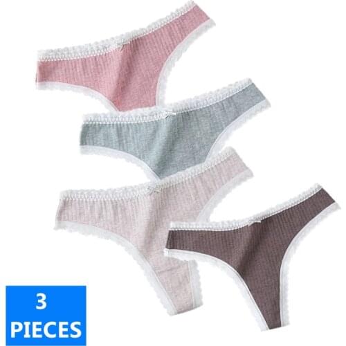 3Pcs Hot Sexy Women G-String Cotton Panties Ladies Seamless Underwear Antibacterial Cotton Crotch Thong FemaleLingerie