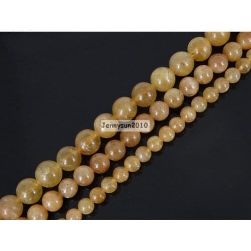 Natural Yellow Apatite Gems Stone Round Spacer Loose Beads 15.5'' 6mm 8mm 10mm for Jewelry Making Crafts 5 Strands/Pack