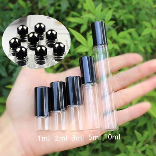 5pcs/lot 2ML 3ML 5ML 10ML Clear Glass Roll On Bottle Essential Oil Bottle Thin Glass Sample Test Vials with Stainless Steel Ball
