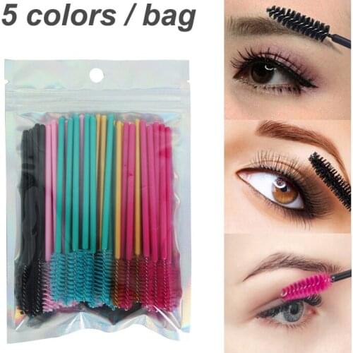 50pcs Disposable Micro Brush Eyelash Stick Portable Eyelash Extension Brush Cotton Swab Makeup Cosmetic Tools Accessoroy Supply