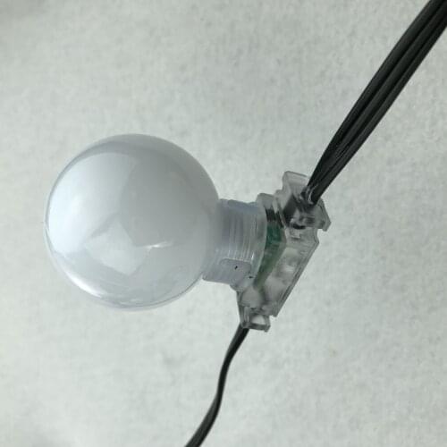 50nodes G40 DC12V WS2811 LED pixel light;IP68;with epoxy resin filled;transparent PC case;18AWG black wire;13.5mm pigtials
