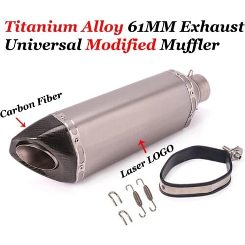 61MM Titanium Alloy Motorcycle Exhaust Muffler 470MM Pipe Escape No DB Killer Universal For Street Bike Scooter Exhaust Tips