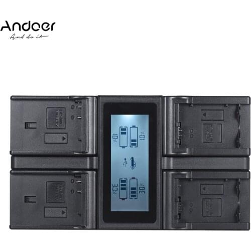 Andoer EN-EL15 NP-FW50 NPFW50 4-Channel LCD Digital Camera Battery Charger for Nikon D500 D7100 etc Sony A7 Serise A6500 A6300