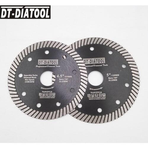 DT-DIATOOL 2pcs/set Dia 115+125mm Diamond Cutting Disc Super Thin Turbo Blades For Porcelain Ceramic Tile Cutting Blades
