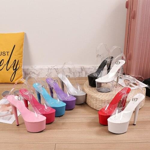 20cm Ladies Platform Sandals Pvc Transparent Sandals Female Open Toe Crystal Clear Sandals Women Summer Sexy High Heels Model