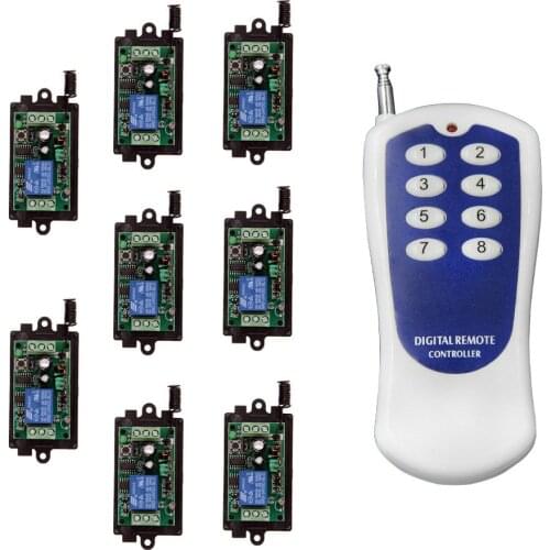 DC 9V 12V 24V 1 CH 1CH RF Wireless Remote Control Light Bulb Motor Pump Switch System,Receiver And 8CH Transmitter