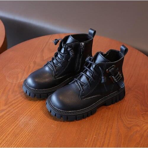 Spring Autumn Girls Boots Black Pu Leather Ankle Shoes For Kids Girls Soft Bottom Comfortable Casual Boots Childrens Shoes