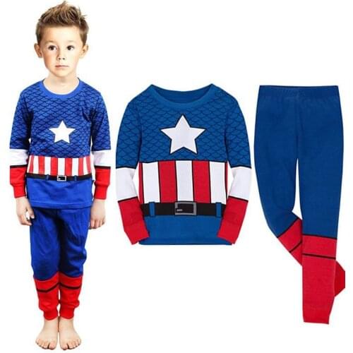 Marvel childrens pajamas cotton suit childrens new long-sleeved air-conditioning suit two-piece home service