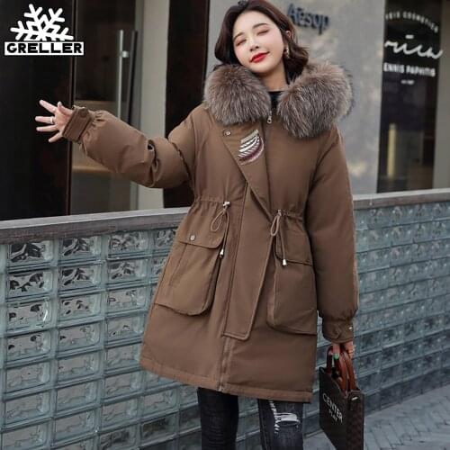 GRELLER Thick Warm Winter Coat Women Pocket Winter Jacket Fur Liner Hooded Female Long Parkas Snow Wear Cotton Padded Clothes