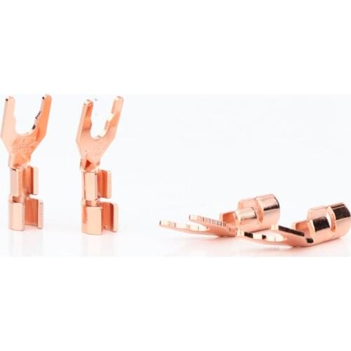 8x CMC Solid Copper Spade Plug Speaker Cable Wire Connector HiFi