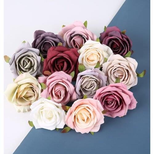 5 Pcs/lot Romantic Silk Artificial Rose Flower Head Home Wedding Handwork DIY Valentines Day Garland Arrangement Decoration