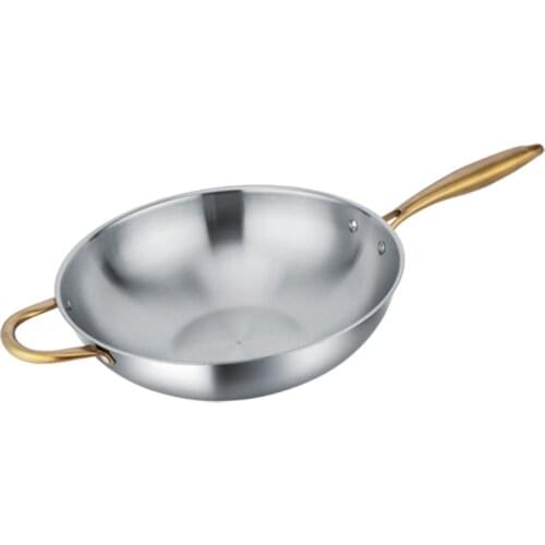 High Grade China wok,Non-stick 304 Stainless Steel wok with lid Frying pan Cooking pots,kitchen Cookware