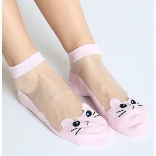 Women Summer Lace Socks Thin Crystal Glass Silk Transparent Short Socks Ladies Girls Stretch Soft Comfy Cotton Flower Socks 2021