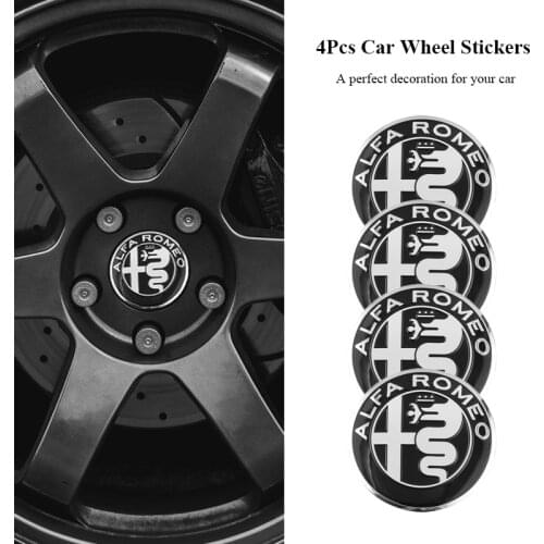 4Pcs Metal Car Wheel Stickers Auto Hub Cap Emblem Badge For Alfa Romeo Giulietta 159 147 Mito Giulia 4C 8C 156 GT Brera Gloria