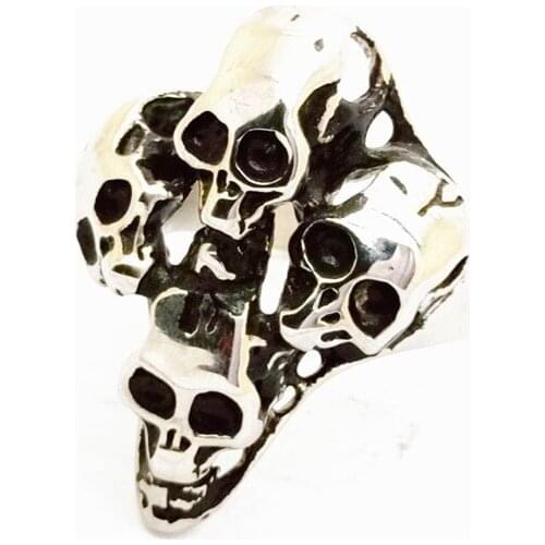 Retro Personality Skull Ring Silver Color Titanium Steel Ring Mens Gothic Hip Hop Party Jewelry Accessories Halloween Gift