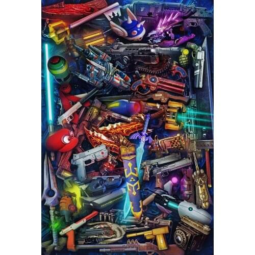 JMINE Div 5D video games Gun Colorful Full Diamond Painting cross stitch kits art High Quality Scenic 3D paint by diamonds
