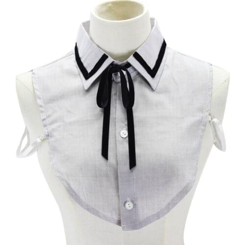 Bowknots Lapel Fake Collar Girls Shirt Women False Collars Neck Tie Vintage Detachable Collar Blouse Top Clothes Accessories