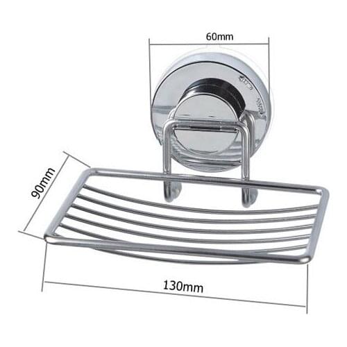 Bathroom Suction Cup Soap Dish Sponge Holder Stainless Steel Wall Drain Rack Powerful For Kitchen Bathroom Shower