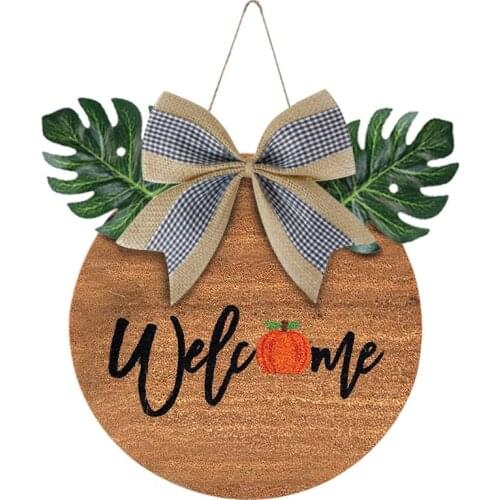 New Halloween Wooden Pendant Pumpkin Letter Bow Door Decoration Halloween Decorations For Home