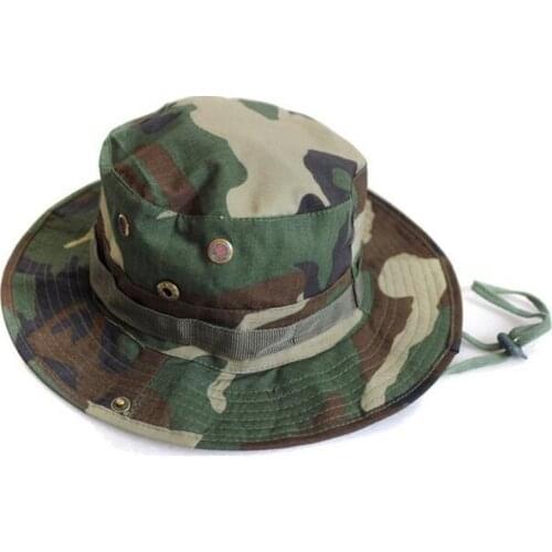 Portable Cotton Cap Camouflage Fishing Cap Ultra-Light Sun Hat With String