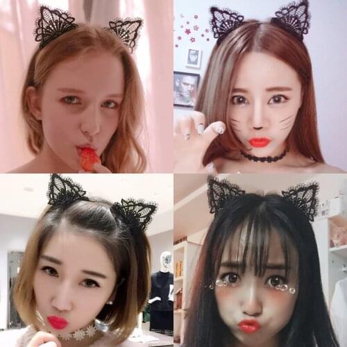 Kawaii princess cat ears hairbands veil tiara kids hairband hair head hoop band accessories for women Sexy headwear