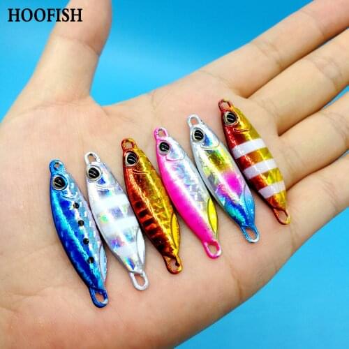 HOOFISH 5PCS/Lot Micro Metal Jig Lure 10g/15g/20g/30g/40g/60g Jigging Spoon Lead Sea Cast Fishing Lure Artificial Bait