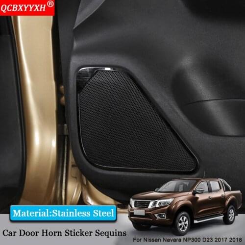 QCBXYYXH Car-styling Car Door Horsing Speaker Sound Ring Frame Interior Decorative Sequins For Nissan Navara NP300 D23 2017 2018