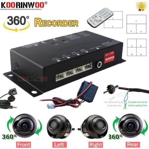 Koorinwoo Parking 360 Car Recorder DVR 4 Split Box Trigger Control Line Front Left Right Rear Trunk Camera For DVD Radio Android