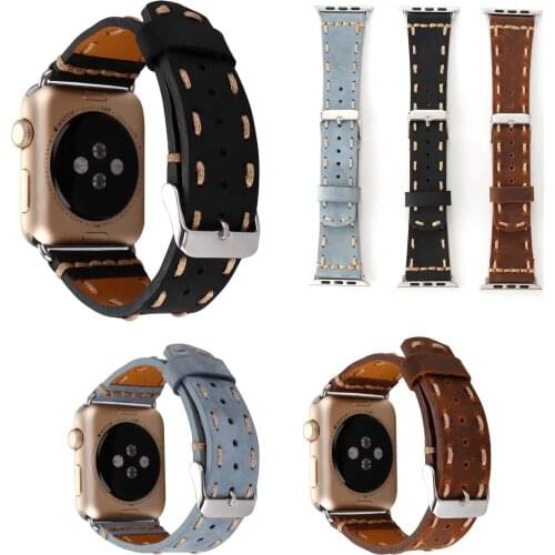 Retro Stitching Genuine Leather Strap for Apple Watch Band Series 4 3 2 1 Watch Bracelet for iWatch 42/44mm 40/38mm Watchband