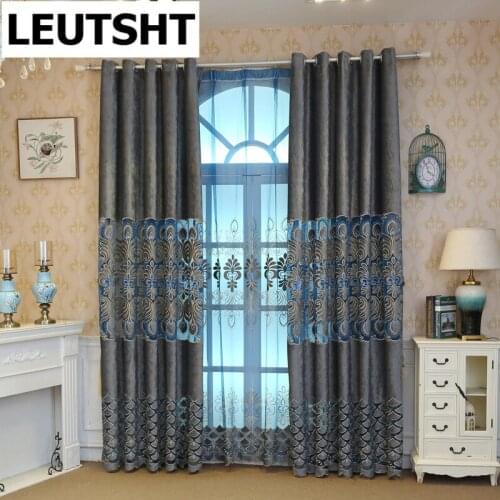 2021 European Palace High-end Luxury Chenille Thick Embroidered Curtains for Living Room Bedroom Study Blackout Curtains Custom
