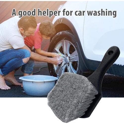 Handheld Soft Fur Rim Brush Car Beauty Hub Brush Short Handle Tire Cleaning Brush Car Wheel Rim Cleaning Tools