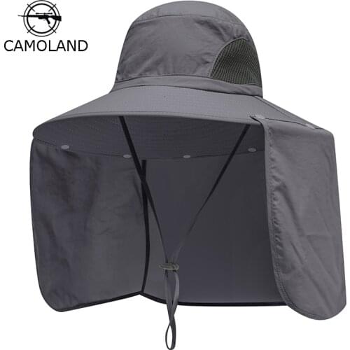 CAMOLAND 2 IN 1 Summer UPF50+ Sun Hats Women Mens Waterproof Fishing Hat With Neck Flap Hiking Cap Outdoor Bucket Hat