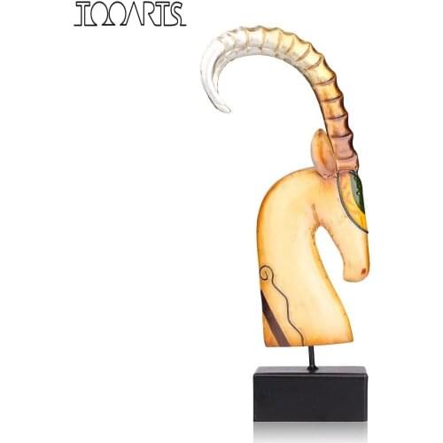 Tooarts African Goat Figurine Metal Feng Shui Figurine Home Decor Solemn Craft Gift For Home Office