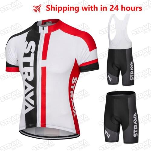 STRAVA ProTeam Cycling Jersey Men Set Bib Shorts Set 2021 Summer Mountain Bike Bicycle Suit Bicycle Racing Uniform Clothes