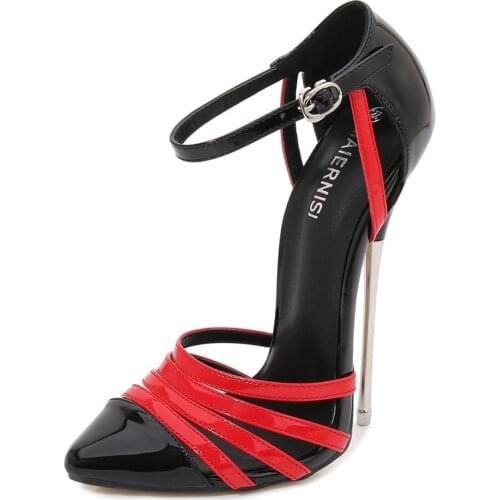 Extreme High Heels 16cm Mixed Colors Ankle Strap Women Shoes Show Model Party Female Sandals Stiletto Heel Shoes Big Size Pumps