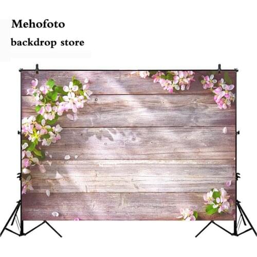 Mehofoto Spring Flower Wooden Board Photo Background Video Floral Wood Floor Decoration Shower Wall Photography Backdrop 254