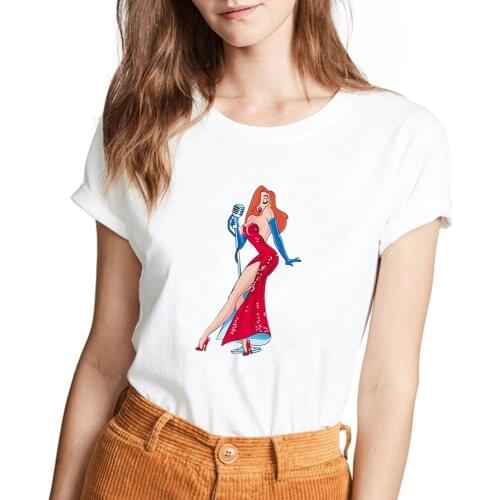 Women Tshirt Singing Girl Jessica Rabbit Print Casual Streetwear Funny Shirts Top Harajuku Graphic Tees Clothing Camisas Mujer